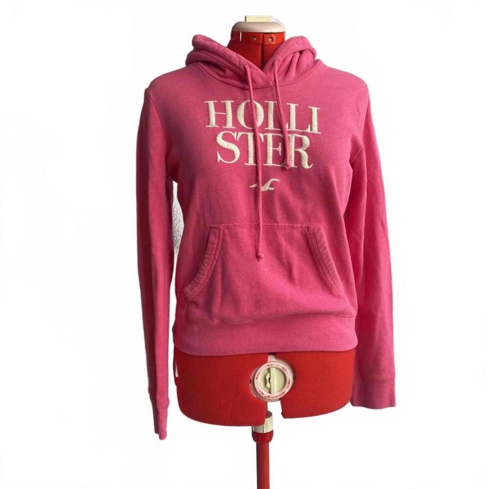 Hollister Y2K Pink Logo Hoodie Size Medium Beach Summer Surf Coastal